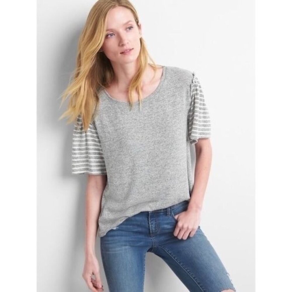 Gap Soft-spun Stripe Flutter Striped Top | Small